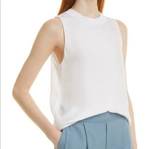 NWT White Vince Crewneck Silk Tank Top
